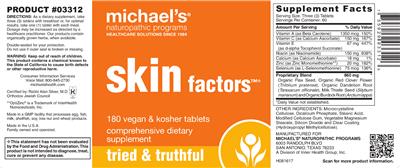 Photo of the Michael's Naturopathic Programs Skin Factors label