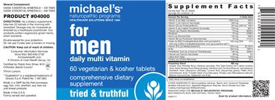 Photo of the Michael's Naturopathic Programs For Men Daily Multi Vitamin label