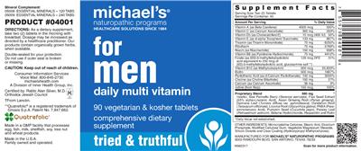Photo of the Michael's Naturopathic Programs For Men Daily Multi Vitamin label