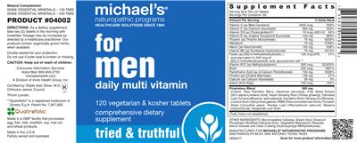 Photo of the Michael's Naturopathic Programs For Men Daily Multi Vitamin label