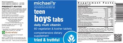 Photo of the Michael's Naturopathic Programs Teen Boys Tabs Daily Multi Vitamin label