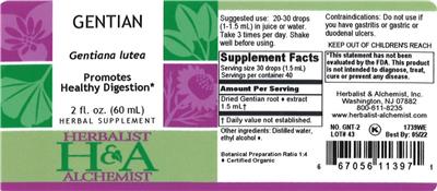 Photo of the Herbalist & Alchemist Gentian label