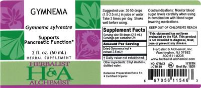 Photo of the Herbalist & Alchemist Gymnema label