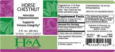 Photo of the Herbalist & Alchemist Horse Chestnut label