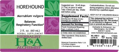 Photo of the Herbalist & Alchemist Horehound label