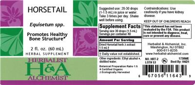 Photo of the Herbalist & Alchemist Horsetail label