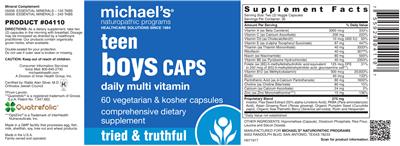 Photo of the Michael's Naturopathic Programs Teen Boys Caps Daily Multi Vitamin label