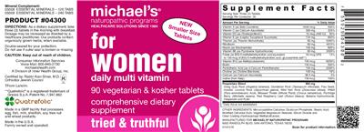 Photo of the Michael's Naturopathic Programs For Women Daily Multi Vitamin label
