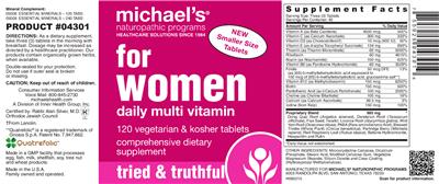 Photo of the Michael's Naturopathic Programs For Women Daily Multi Vitamin label