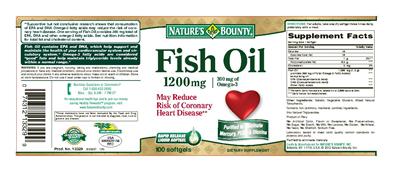 Photo of the Nature's Bounty Fish Oil 1200 mg label