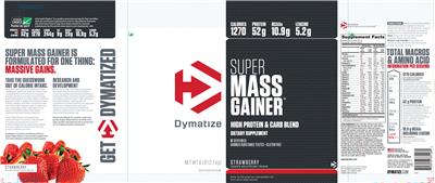 Photo of the Dymatize Super Mass Gainer Strawberry label