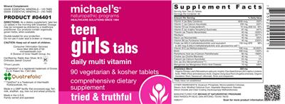 Photo of the Michael's Naturopathic Programs Teen Girls Tabs Daily Multi Vitamin label