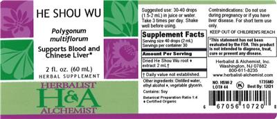 Photo of the Herbalist & Alchemist He Shou Wu label