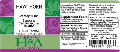 Photo of the Herbalist & Alchemist Hawthorn label