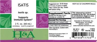 Photo of the Herbalist & Alchemist Isatis label