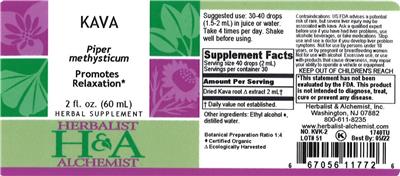 Photo of the Herbalist & Alchemist Kava label