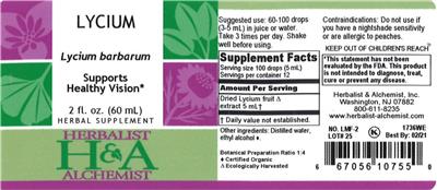 Photo of the Herbalist & Alchemist Lycium label
