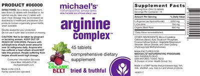 Photo of the Michael's Naturopathic Programs Arginine Citrulline label