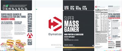 Photo of the Dymatize Super Mass Gainer Sugar Cookie label
