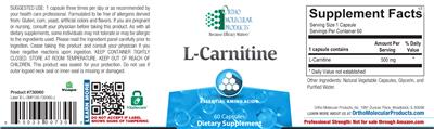 Photo of the Ortho Molecular Products L-Carnitine label