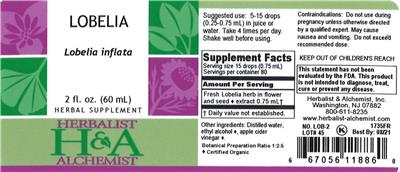 Photo of the Herbalist & Alchemist Lobelia label