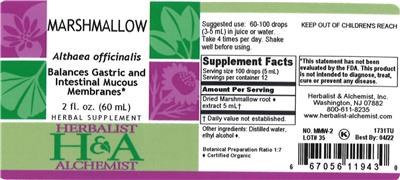 Photo of the Herbalist & Alchemist Marshmallow label