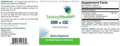 Photo of the Seeking Health DIM + I3C label