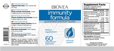 Photo of the BIOVEA Immunity Formula label