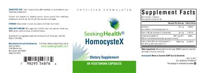 Photo of the Seeking Health Homocystex label