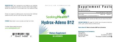 Photo of the Seeking Health Hydrox-Adeno B12 label