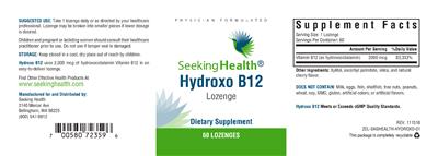 Photo of the Seeking Health Hydroxo B12 Lozenge label