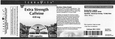 Photo of the TerraVita Extra Strength Caffeine 450 mg label