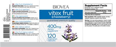 Photo of the BIOVEA Vitex Fruit (Chasteberry) 400 mg label