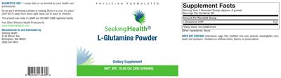 Photo of the Seeking Health L-Glutamine Powder label