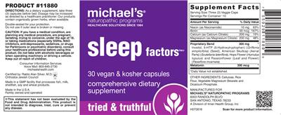 Photo of the Michael's Naturopathic Programs Sleep Factors label