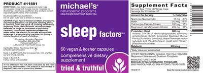 Photo of the Michael's Naturopathic Programs Sleep Factors label