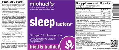 Photo of the Michael's Naturopathic Programs Sleep Factors label