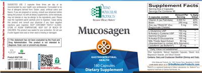 Photo of the Ortho Molecular Products Mucosagen label