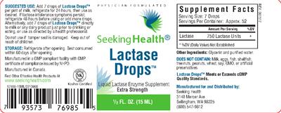 Photo of the Seeking Health Lactase Drops label