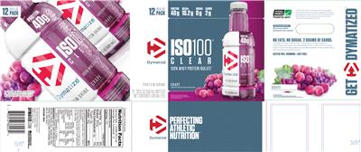 Photo of the Dymatize ISO100 Clear Grape label