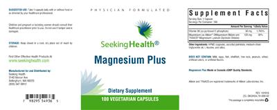 Photo of the Seeking Health Magnesium Plus label