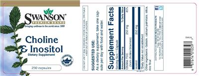 Photo of the Swanson Premium Brand Choline & Inositol label