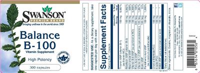 Photo of the Swanson Premium Brand Balance B-100 label
