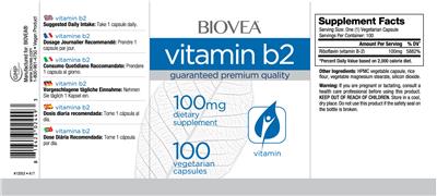 Photo of the BIOVEA Vitamin B2 100 mg label