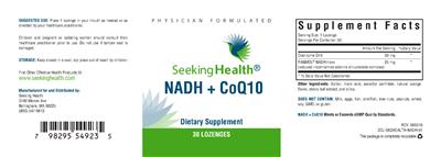Photo of the Seeking Health NADH + CoQ10 label