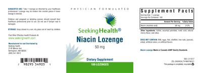 Photo of the Seeking Health Niacin Lozenge 50 mg label