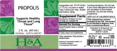 Photo of the Herbalist & Alchemist Propolis label