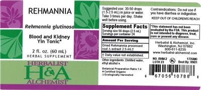 Photo of the Herbalist & Alchemist Rehmannia label