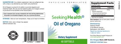 Photo of the Seeking Health Oil Of Oregano label