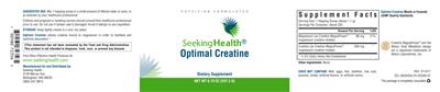 Photo of the Seeking Health Opitmal Creatine label